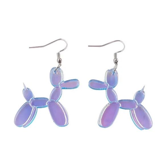 Lemonlimeblue Jewelry - Iridescent Balloon Dog Acrylic Earrings